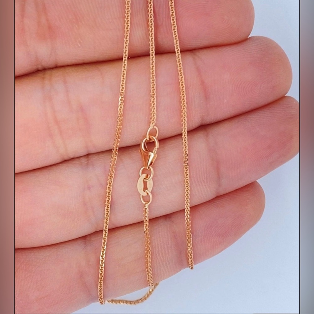 18K Rose Gold Diamond Cut Wheat Link Chain
